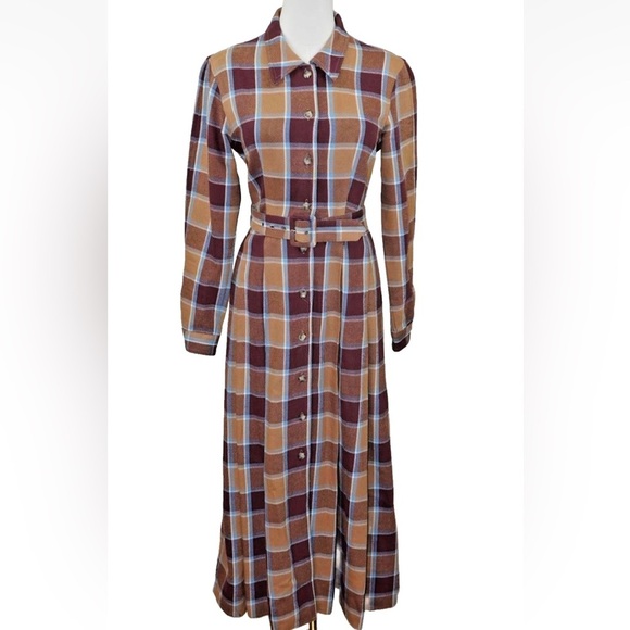 Giorgio Armani Dresses & Skirts - Vintage Armani Plaid Belted Maxi Dress